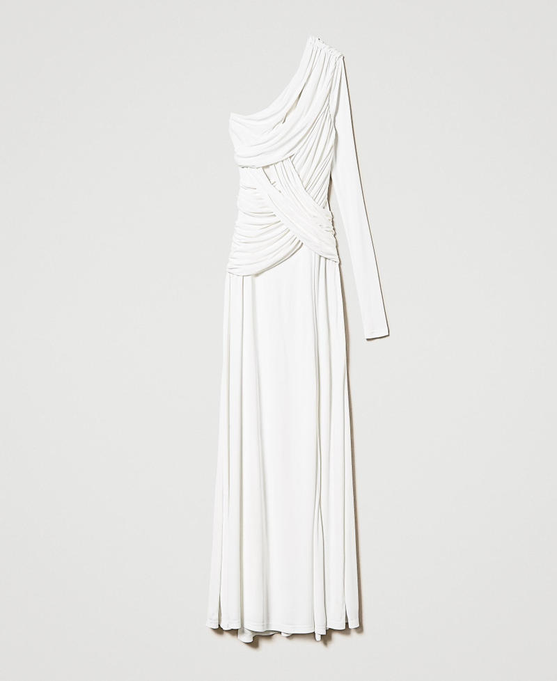 Long one-shoulder dress with draping