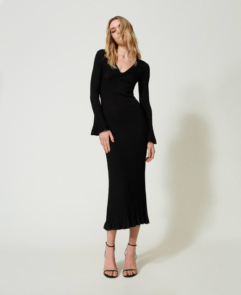 Robe longue en maille côtelée