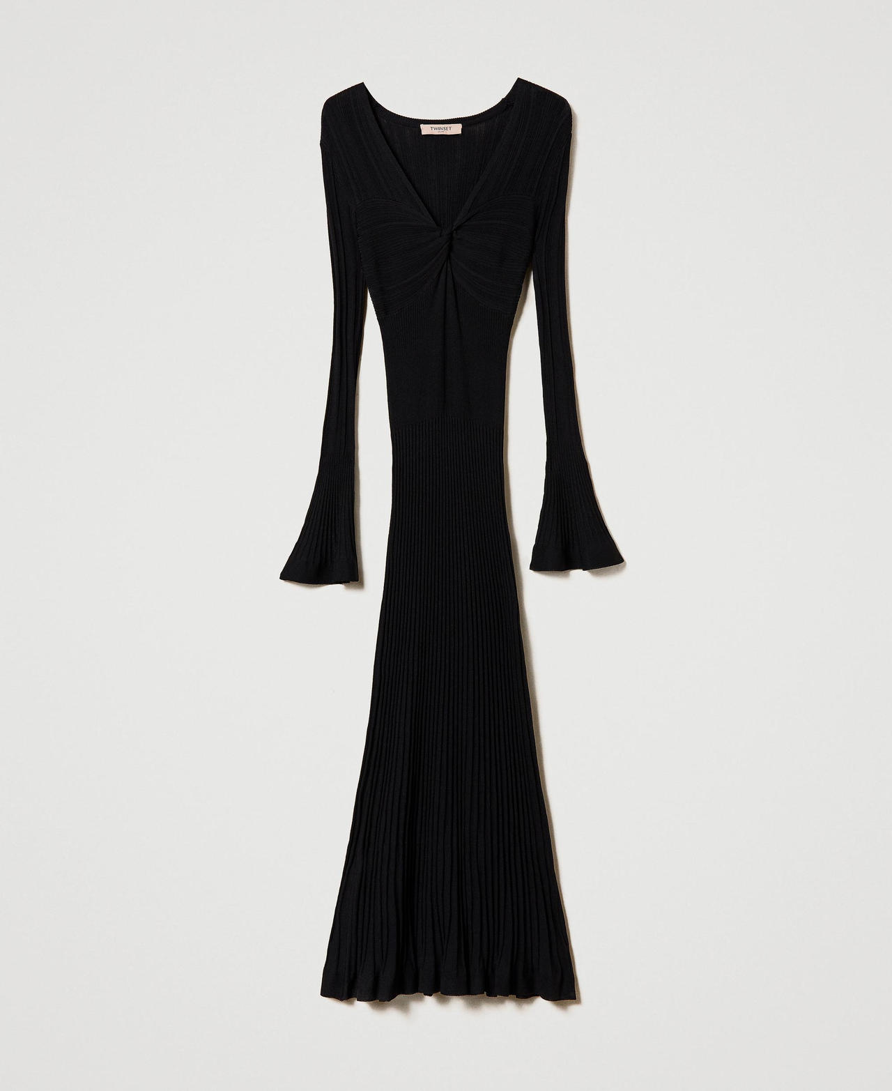Robe longue en maille côtelée