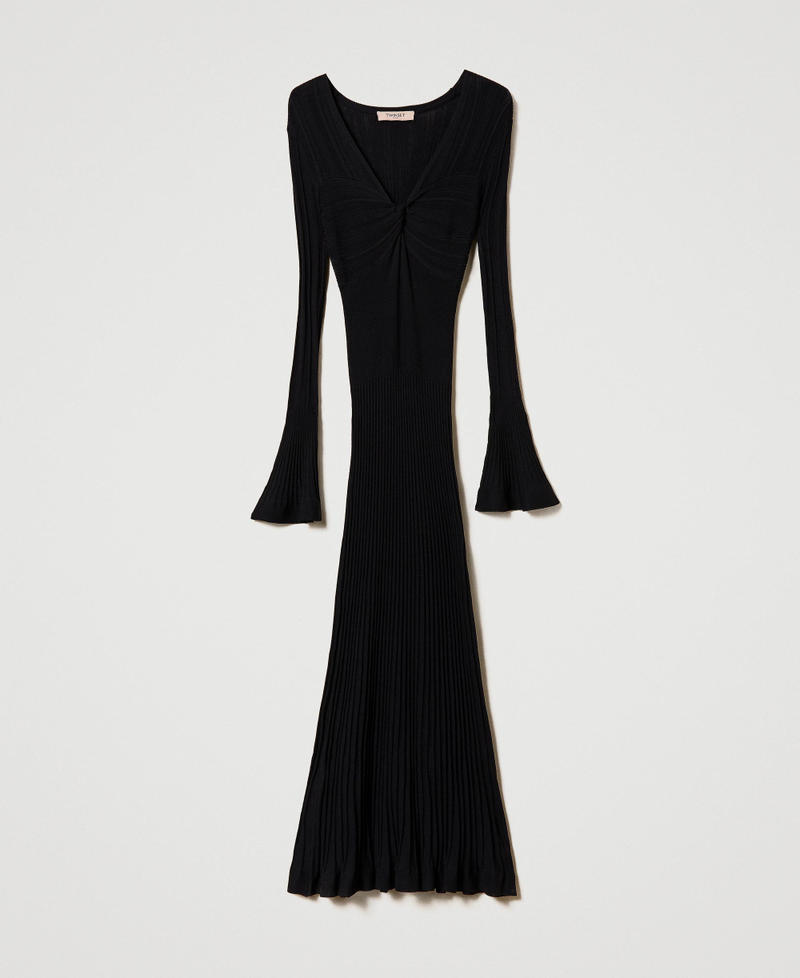 Robe longue en maille côtelée