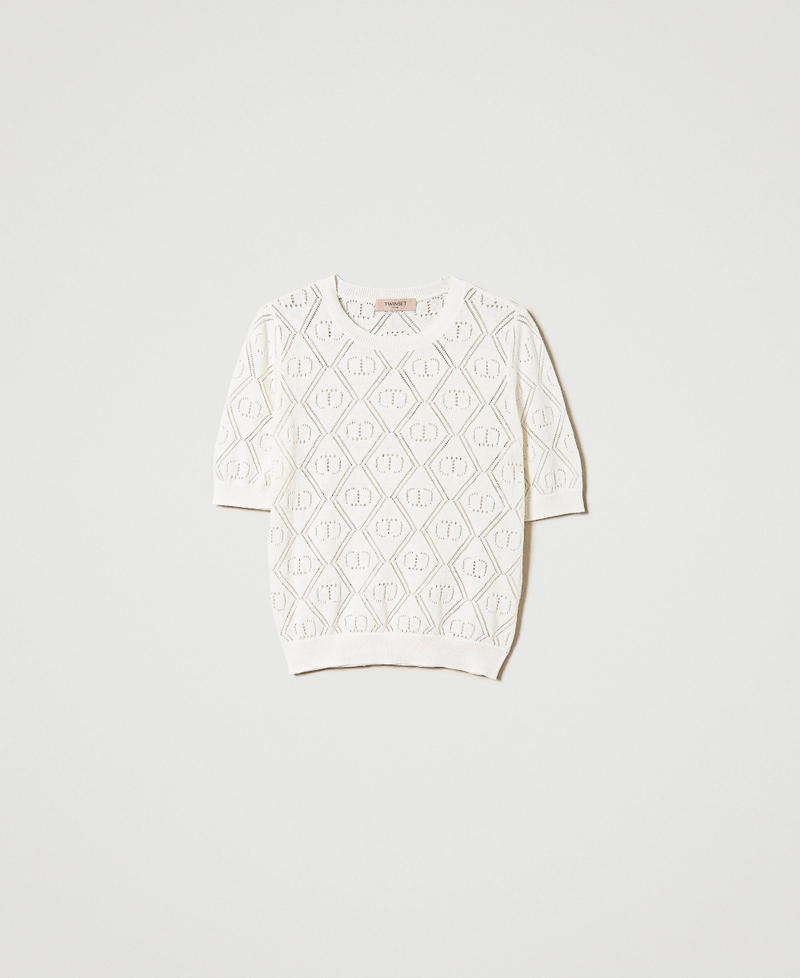 Maglia traforata con Oval T e maniche corte