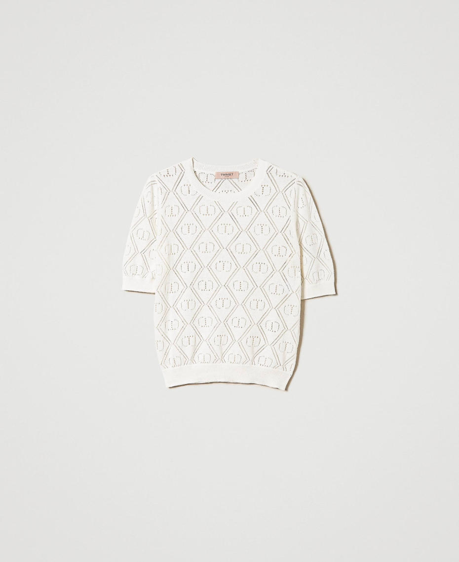 Maglia traforata con Oval T e maniche corte