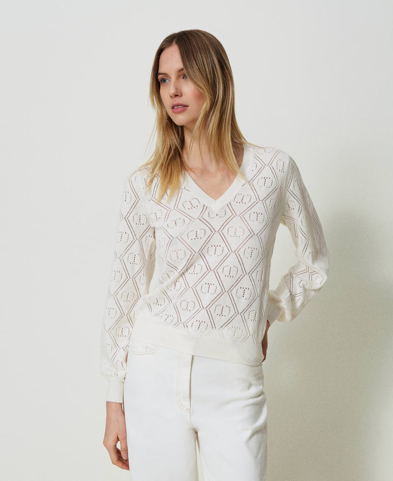 Openwork jumper with Oval T