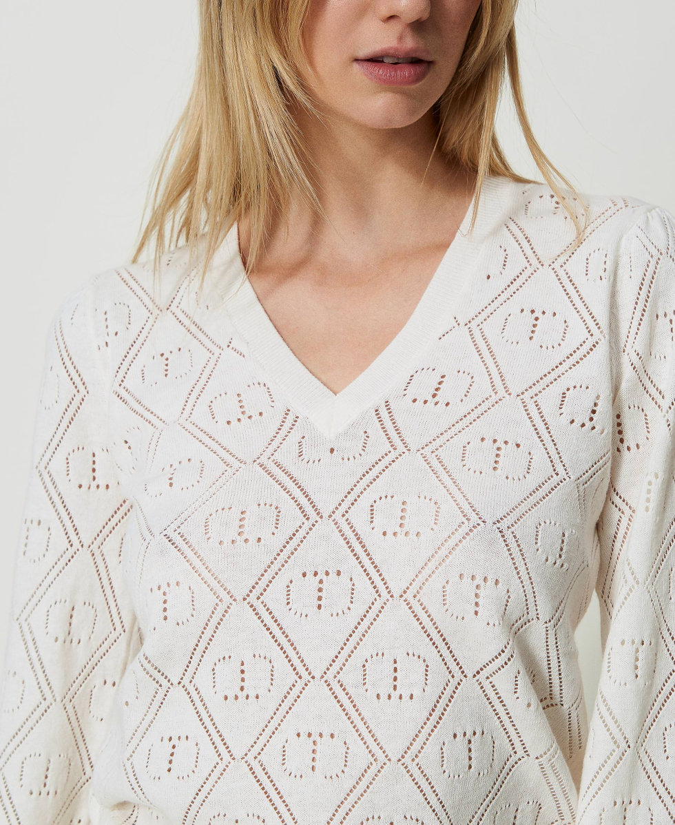 Pullover mit &bdquo;Oval T&ldquo;-Durchbruchmuster
