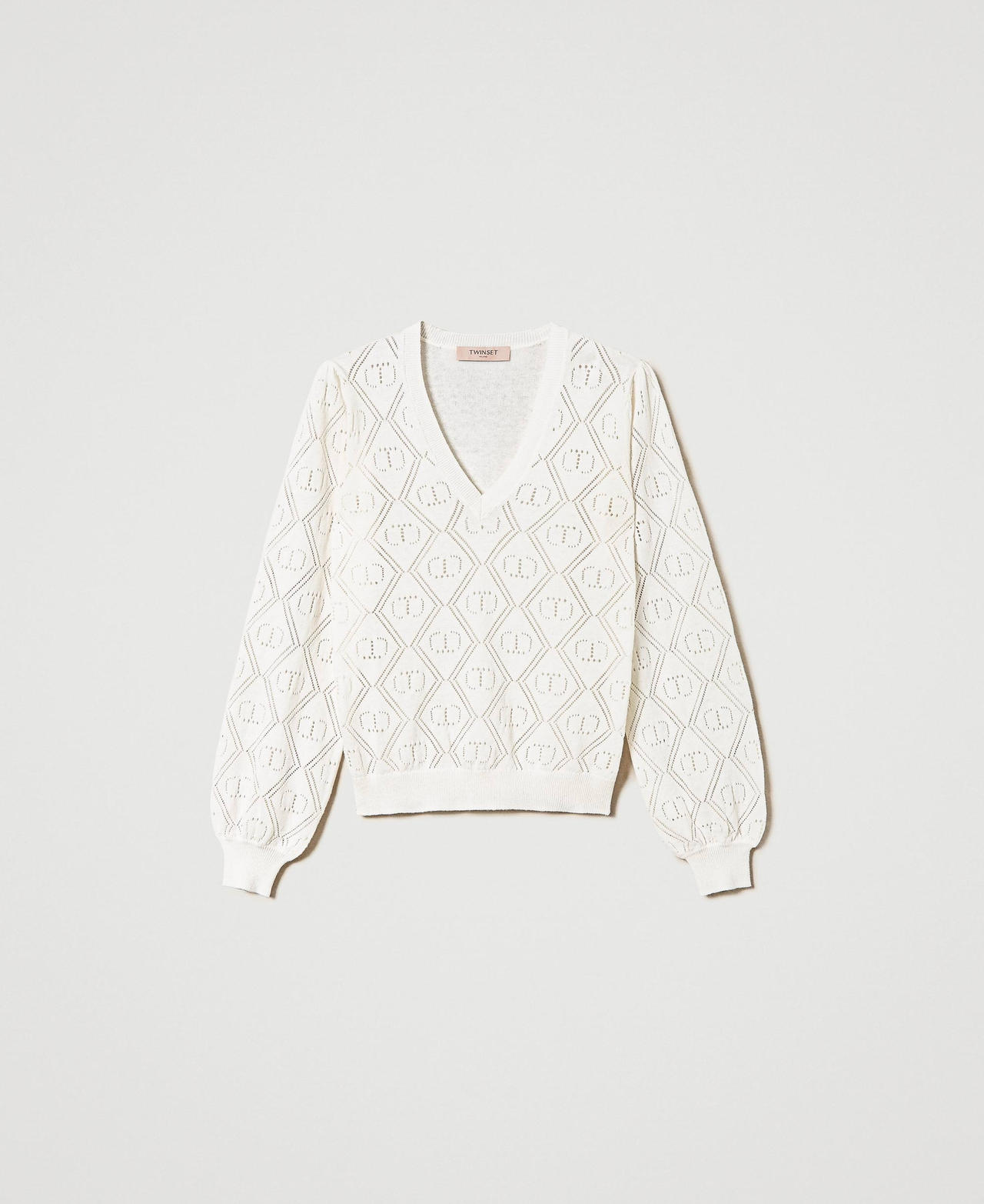 Openwork jumper with Oval T