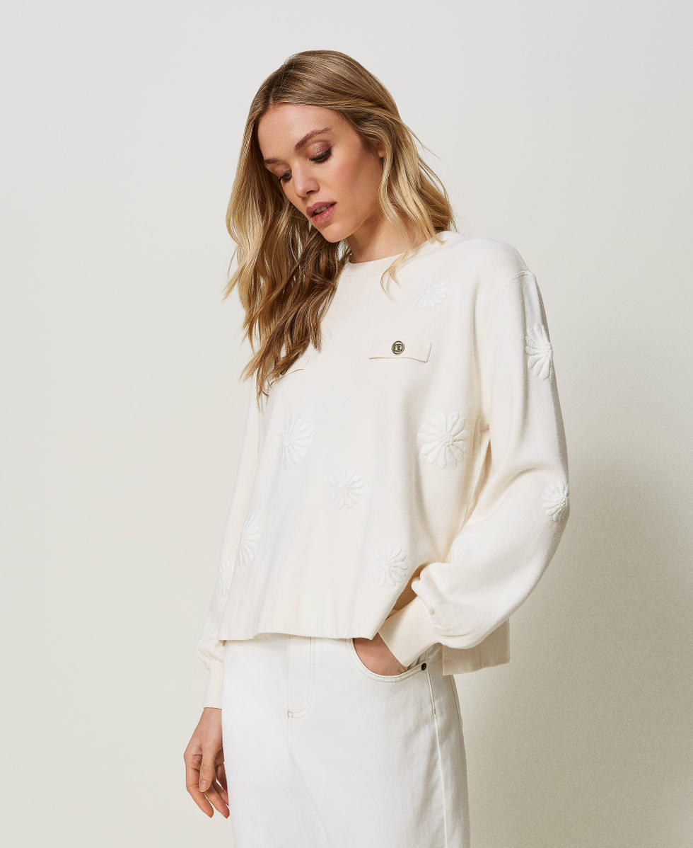 Maxi pull avec broderie florale