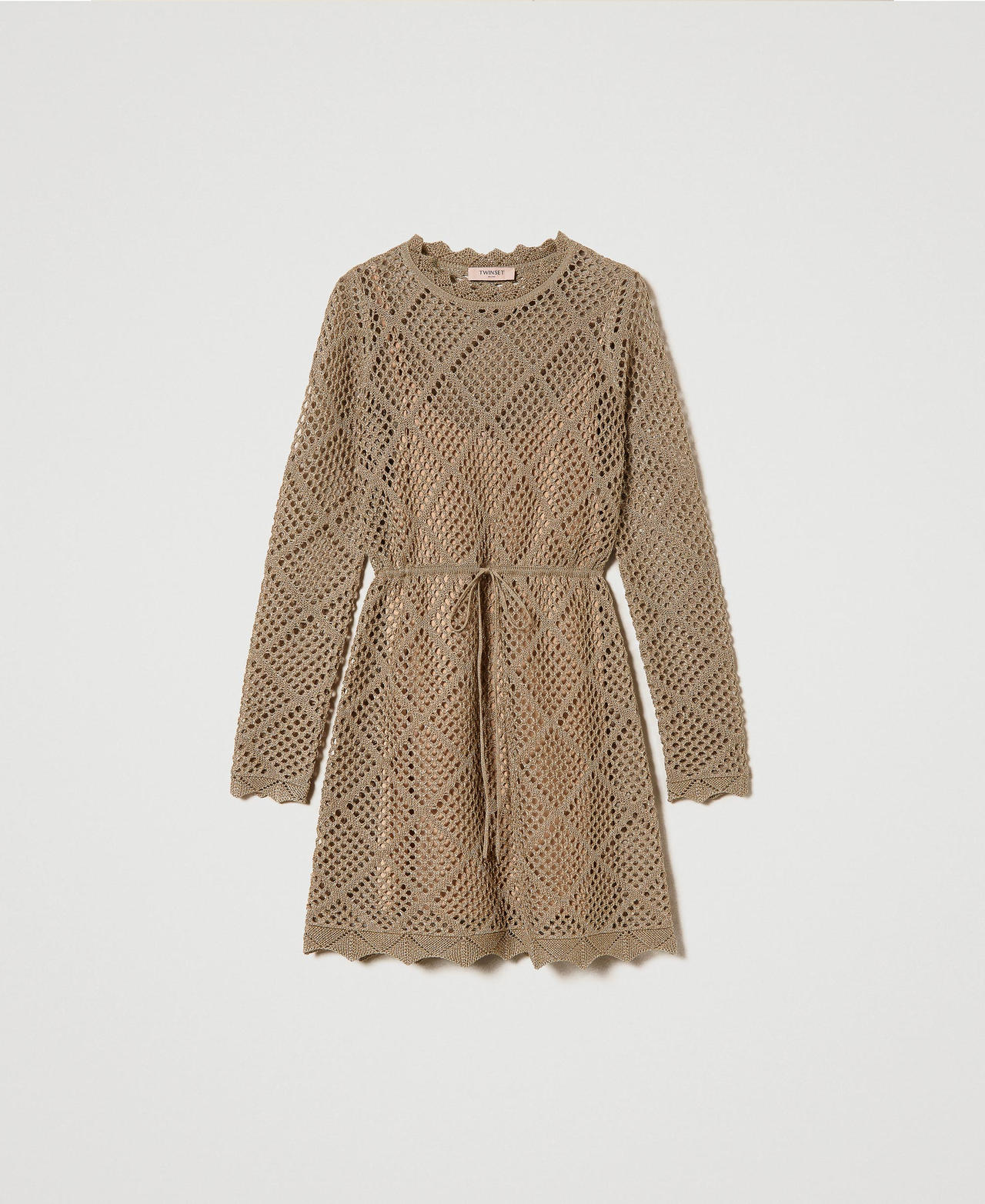 Abito corto in maglia a rete lurex