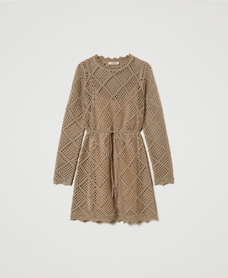 Short lurex mesh dress Lurex Pale “Hazelnut” Brown Woman 241TP3120-0S