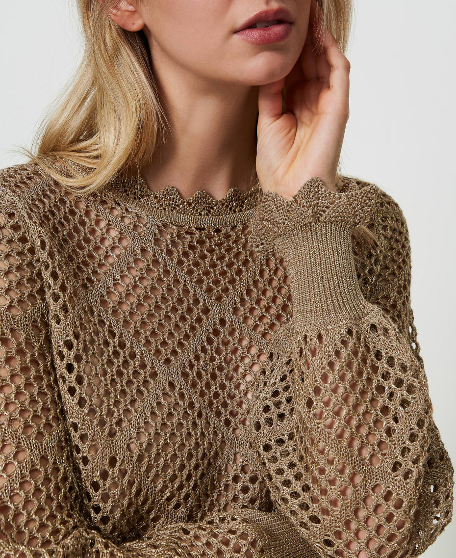 Lurexpullover mit Netzmuster im Regular-Fit