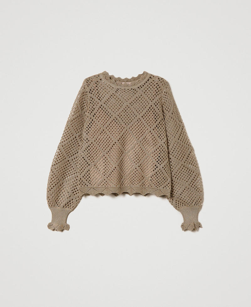 Regular lurex mesh jumper Lurex Pale “Hazelnut” Brown Woman 241TP3121-0S