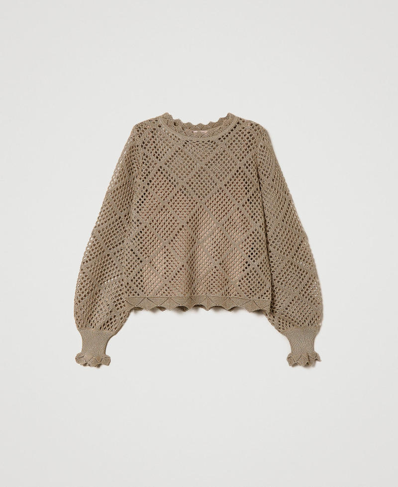 Regular lurex mesh jumper Lurex Pale “Hazelnut” Brown Woman 241TP3121_11520_0S