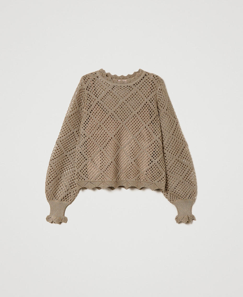 Regular lurex mesh jumper Lurex Pale “Hazelnut” Brown Woman 241TP3121_11520_S0