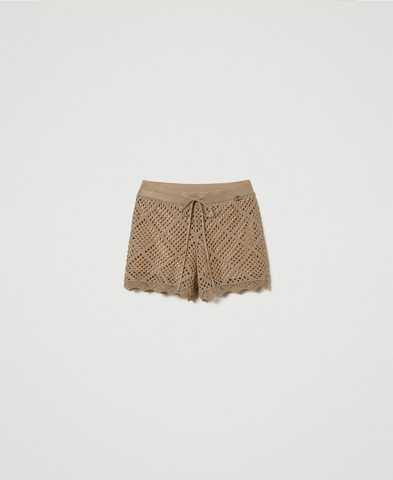 Lurex mesh shorts Lurex Pale “Hazelnut” Brown Woman 241TP3123_11520_0S