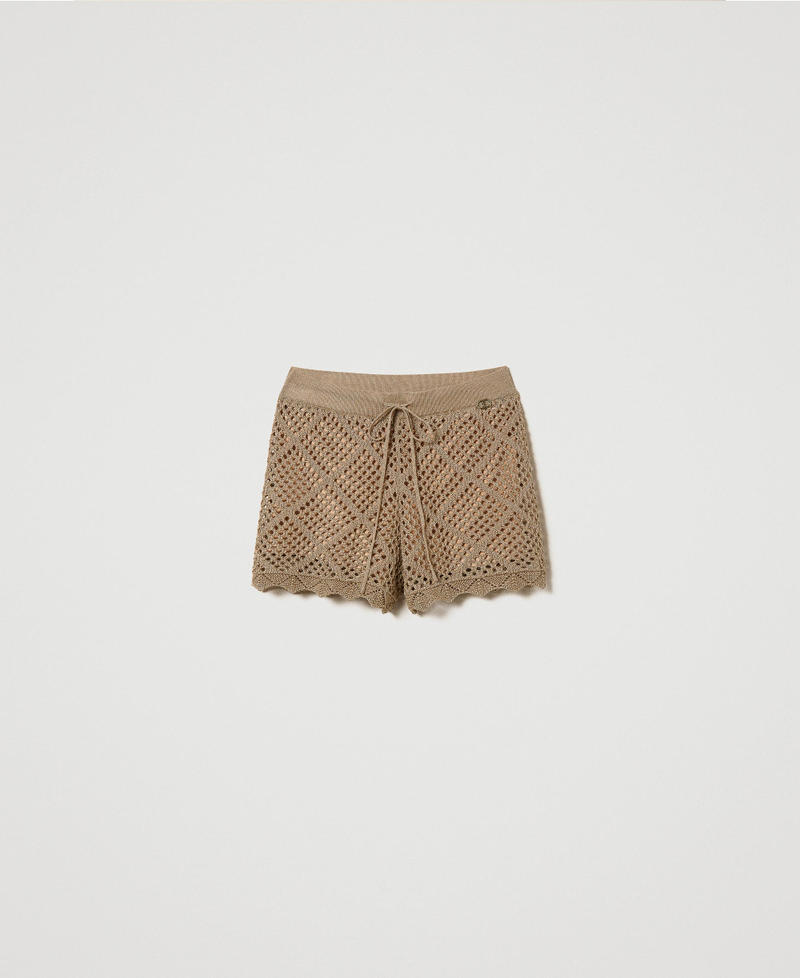 Pantalones cortos de red de lúrex Marrón "Hazelnut" Claro Lúrex Mujer 241TP3123-0S