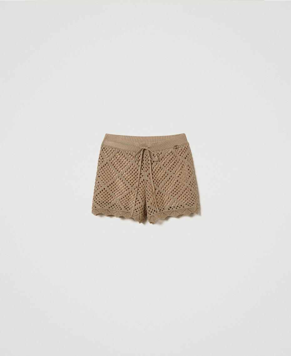 Shorts in maglia a rete lurex Marrone "Hazelnut" Chiaro Lurex Donna 241TP3123-0S