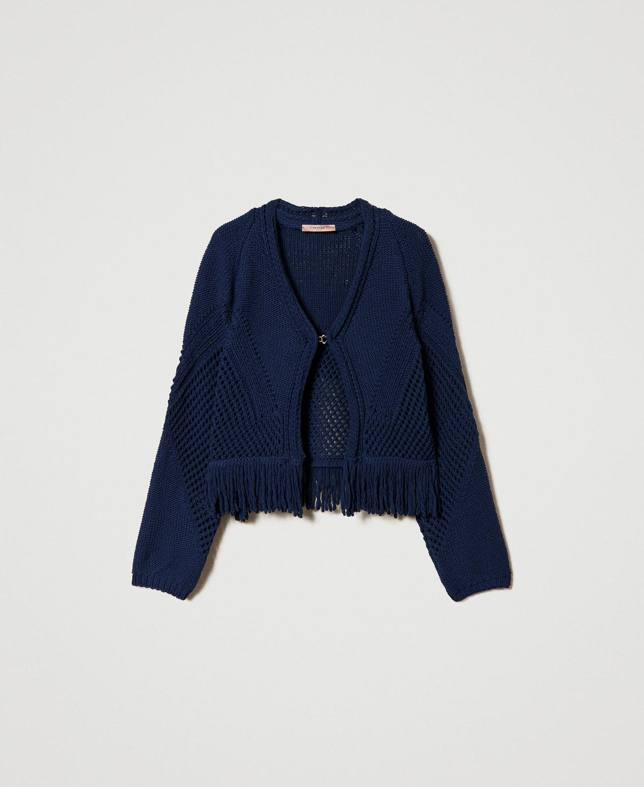 Cardigan with fringes Midnight Blue Woman 241TP3140-0S
