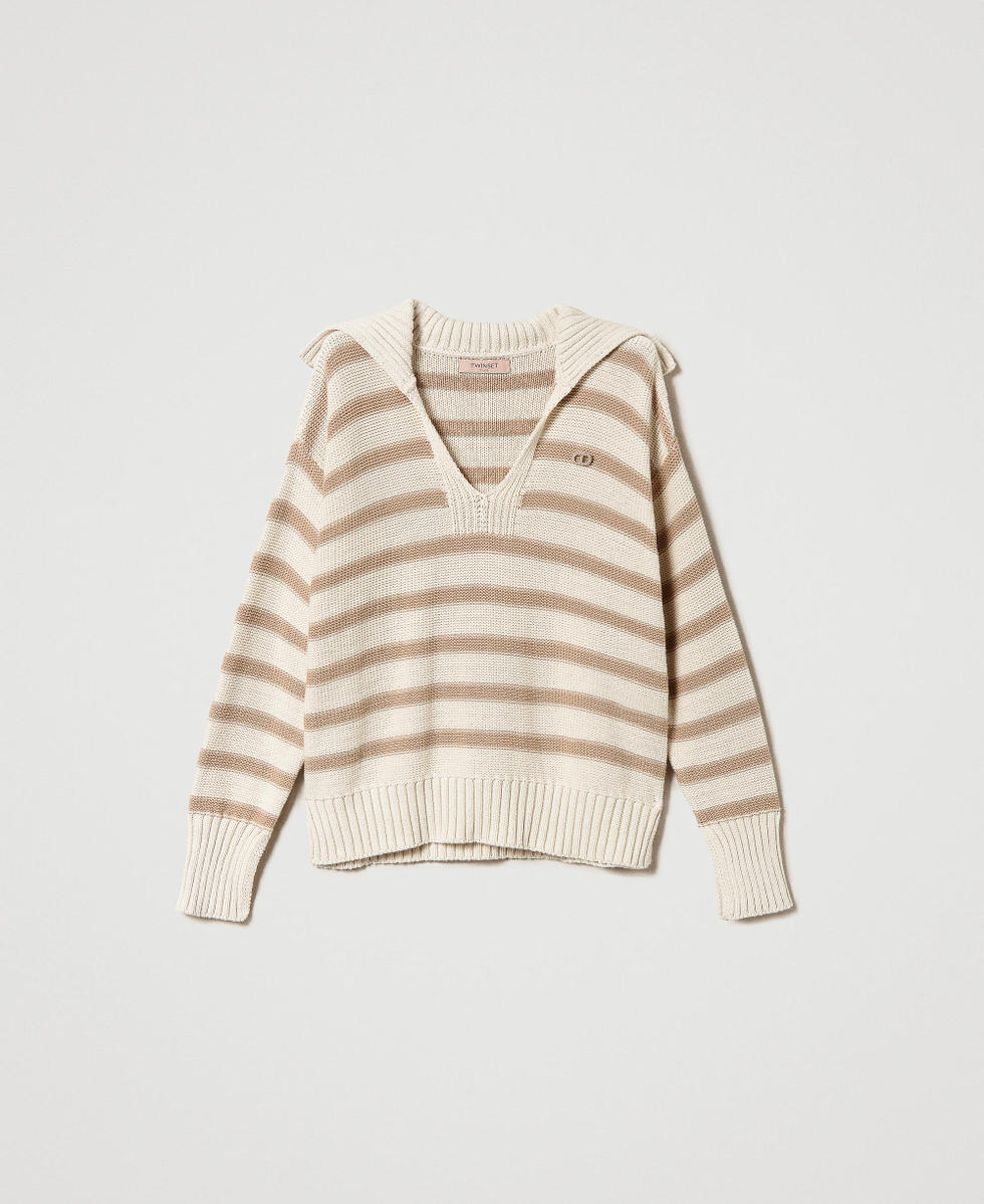 Maxi pull &agrave; rayures avec broche Oval T