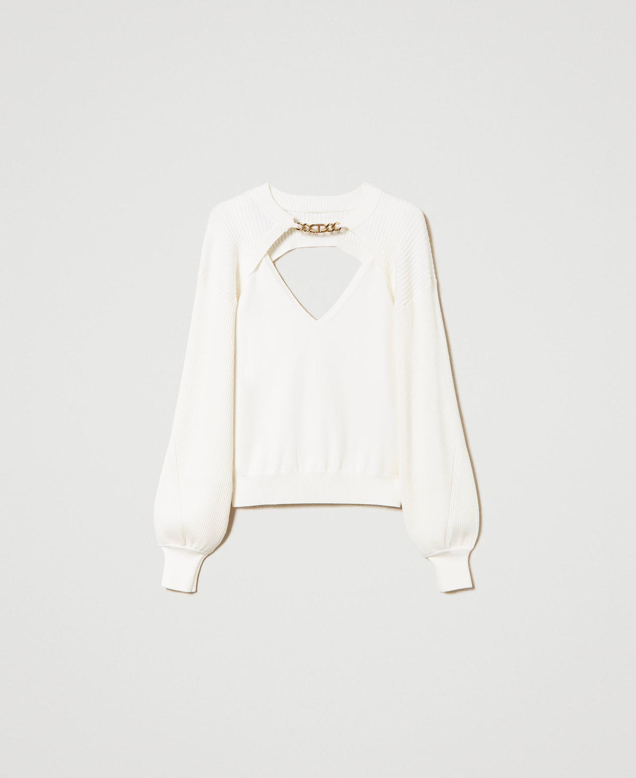 Knit top and shrug with Oval T chain