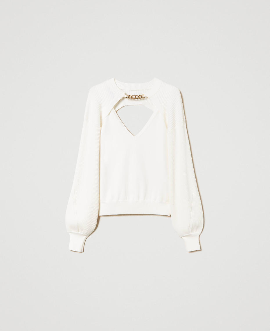 Knit top and shrug with Oval T chain