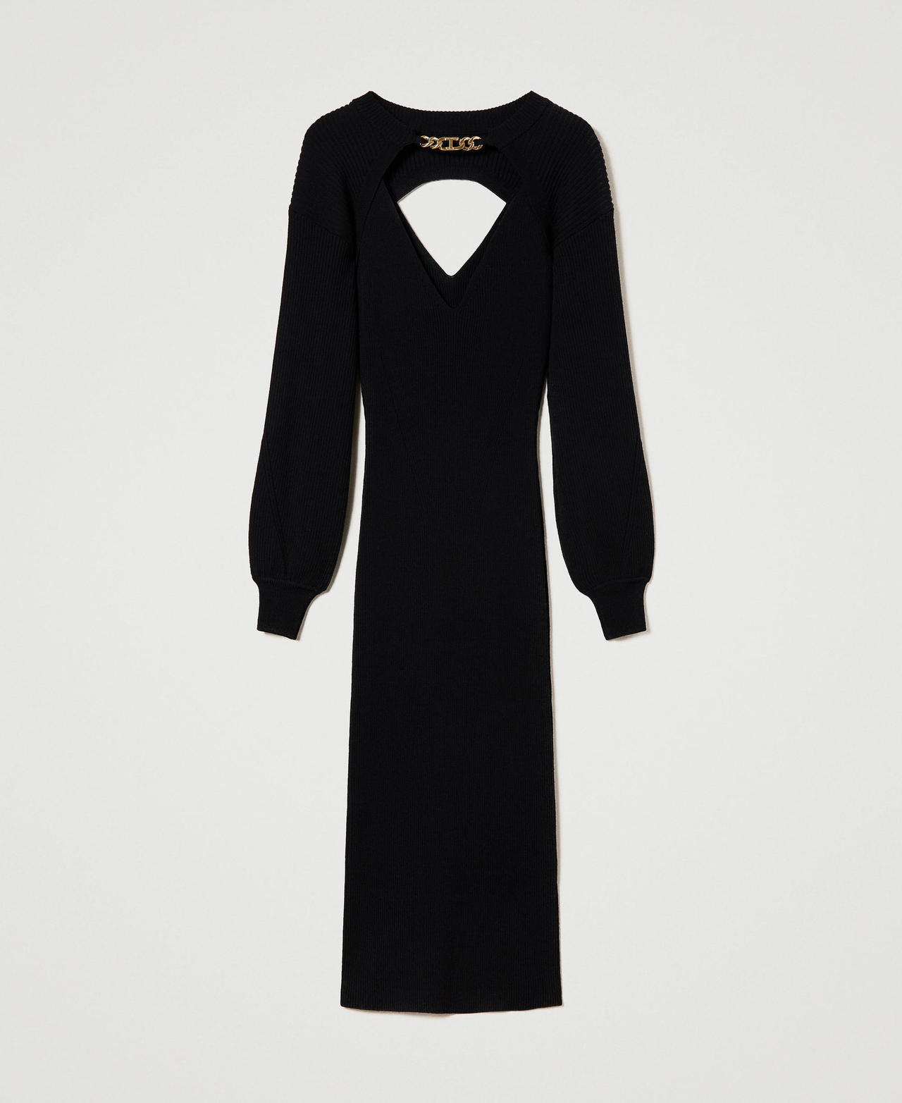 Knit dress and shrug with Oval T chain