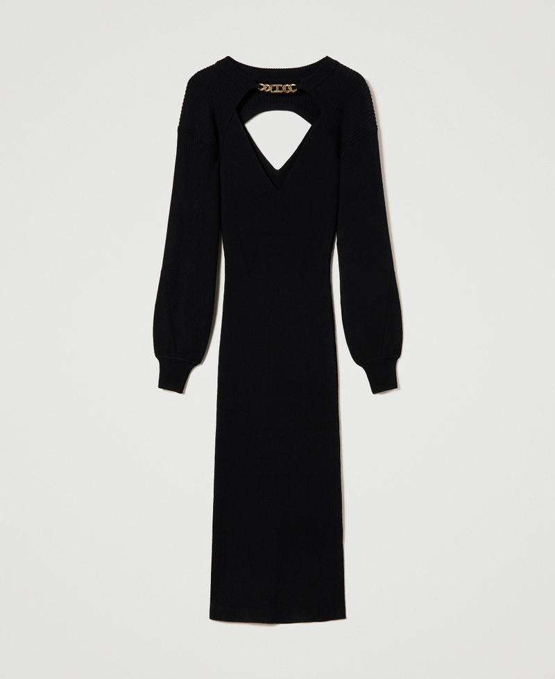 Knit dress and shrug with Oval T chain