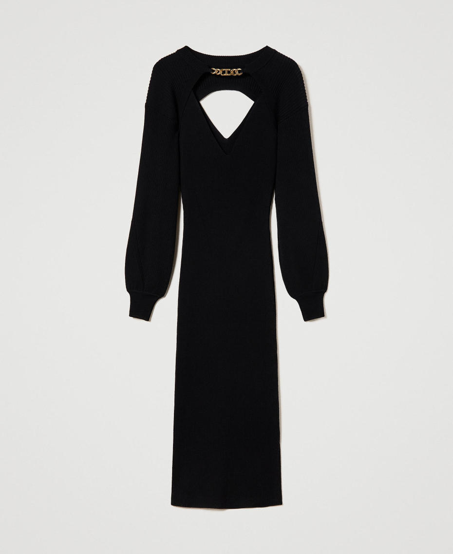 Knit dress and shrug with Oval T chain
