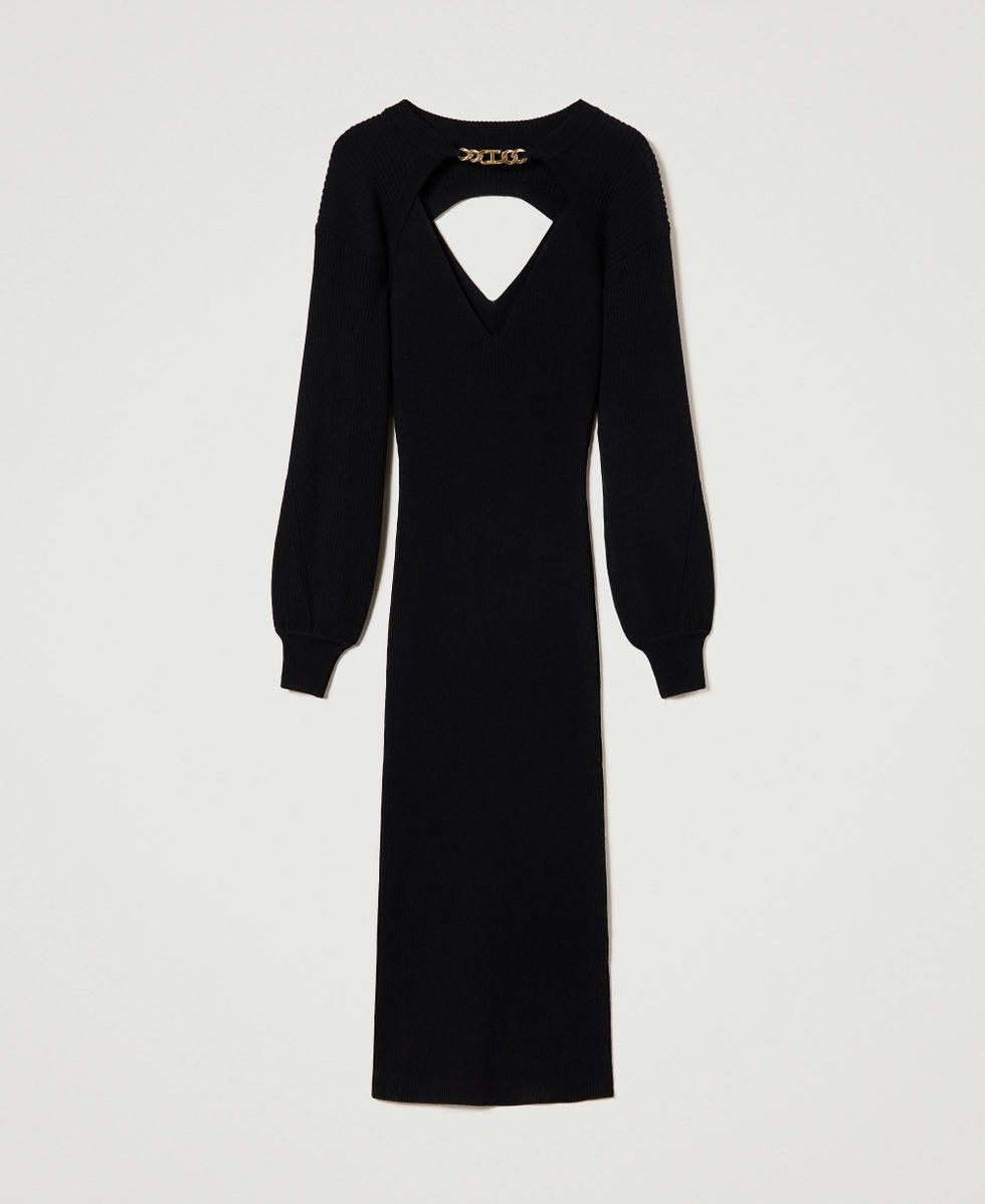 Knit dress and shrug with Oval T chain Woman, Black