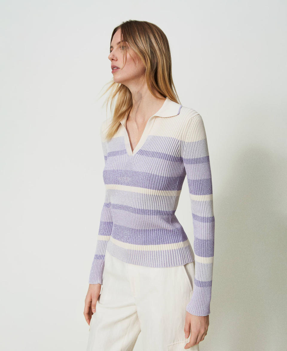 Maglia in filato lurex a righe Viola "Campanula" Lurex Degrade' Donna 241TP3381_11625_02