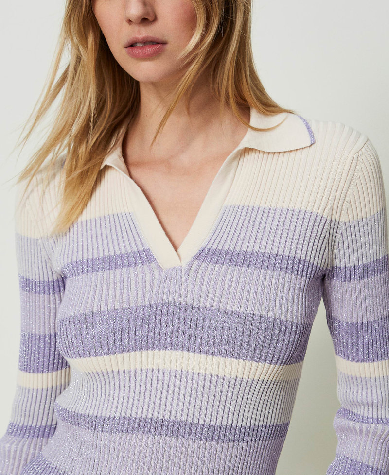 Pull en fil lurex ray&eacute; Violet &laquo;&thinsp;Campanule&thinsp;&raquo; Lurex D&eacute;grad&eacute; Femme 241TP3381_11625_04