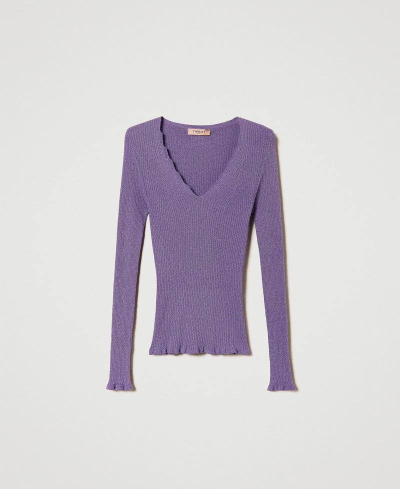 Seamless ribbed jumper “Hyacinth” Purple Lurex Woman 241TP3401-0S