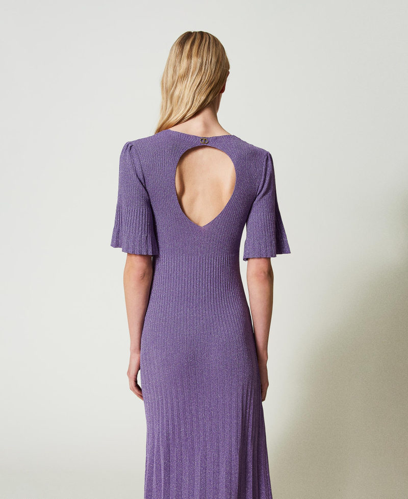 Длинное трикотажное платье в рубчик деграде Фиолетовый "Гиацинт" Люрекс женщина 241TP3402-03