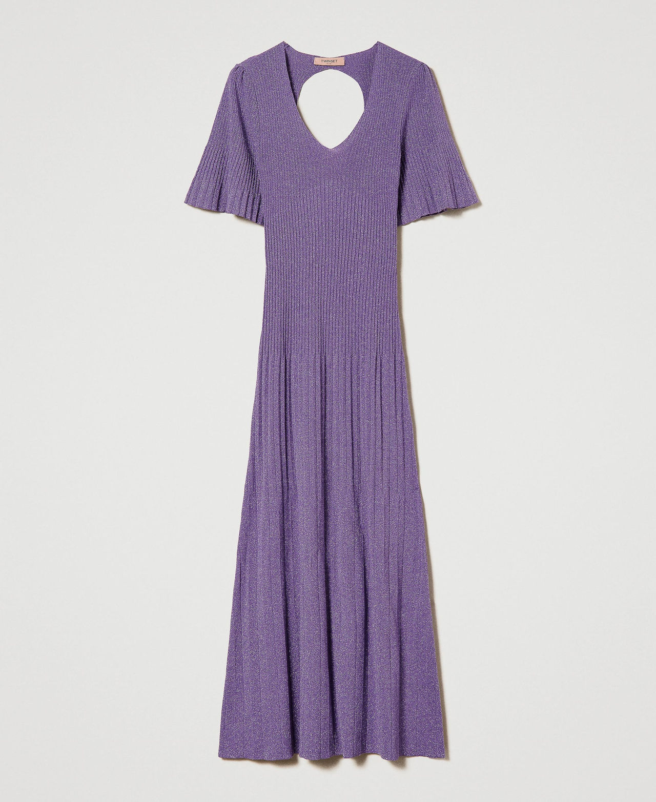 Длинное трикотажное платье в рубчик деграде Фиолетовый "Гиацинт" Люрекс женщина 241TP3402-0S