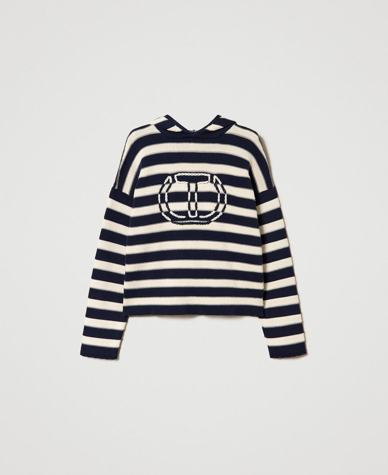 Two-tone striped jumper with Oval T