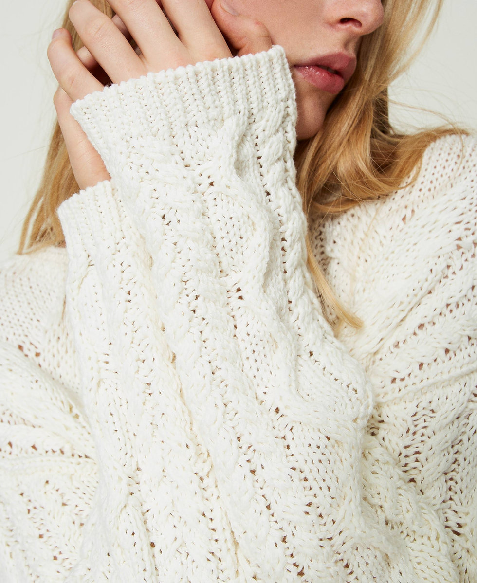 Openwork jumper with organic cotton White Snow Woman 241TP3441_00282_04