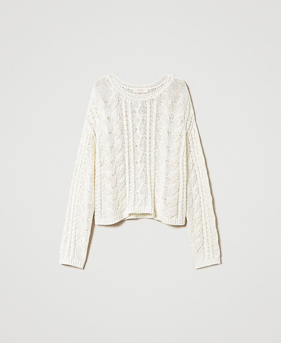 Pull ajouré avec coton bio Blanc Neige Femme 241TP3441_00282_S0