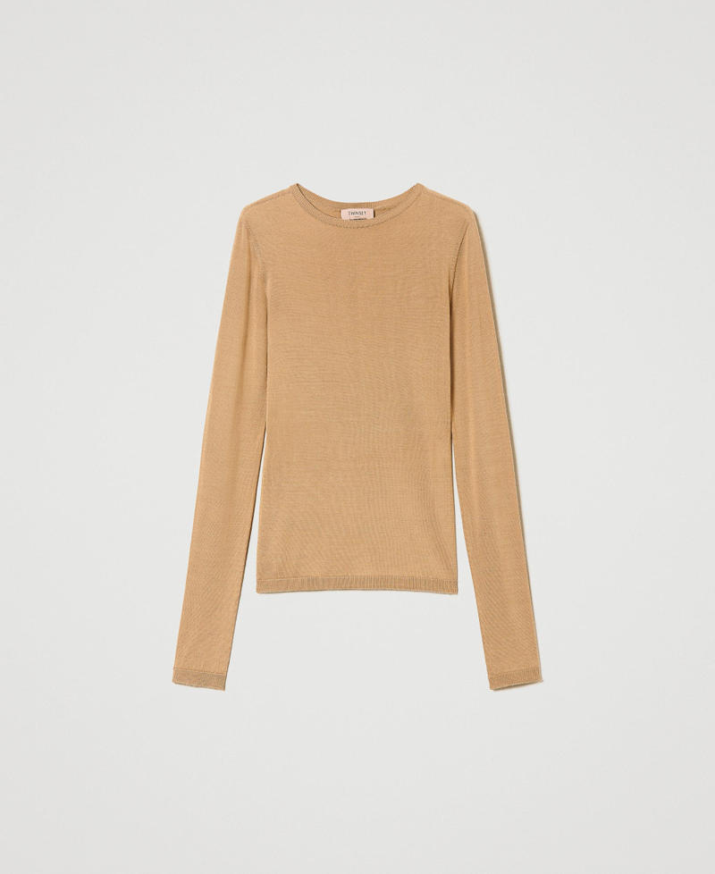 Nahtloser Seidenpullover &bdquo;Hazelnut&ldquo;-Braun Frau 241TP3470_10282_S0