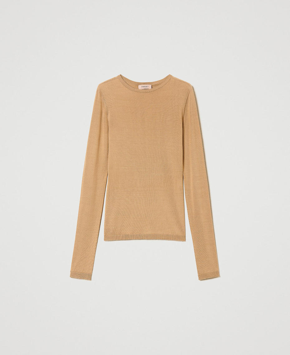 Seamless silk jumper "Hazelnut” Brown Woman 241TP3470-0S
