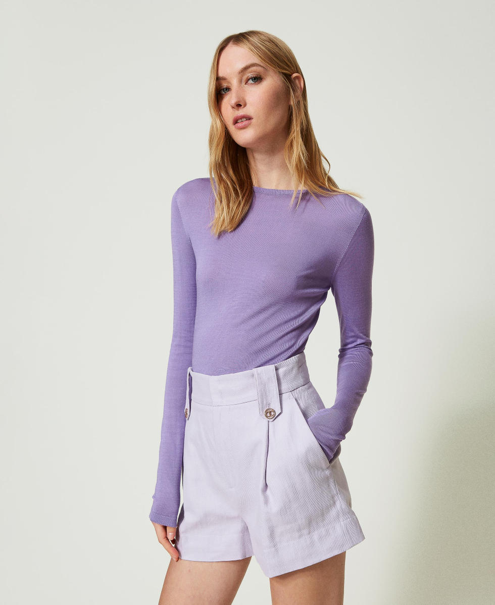 Seamless silk jumper &ldquo;Hyacinth&rdquo; Purple Woman 241TP3470_11296_03