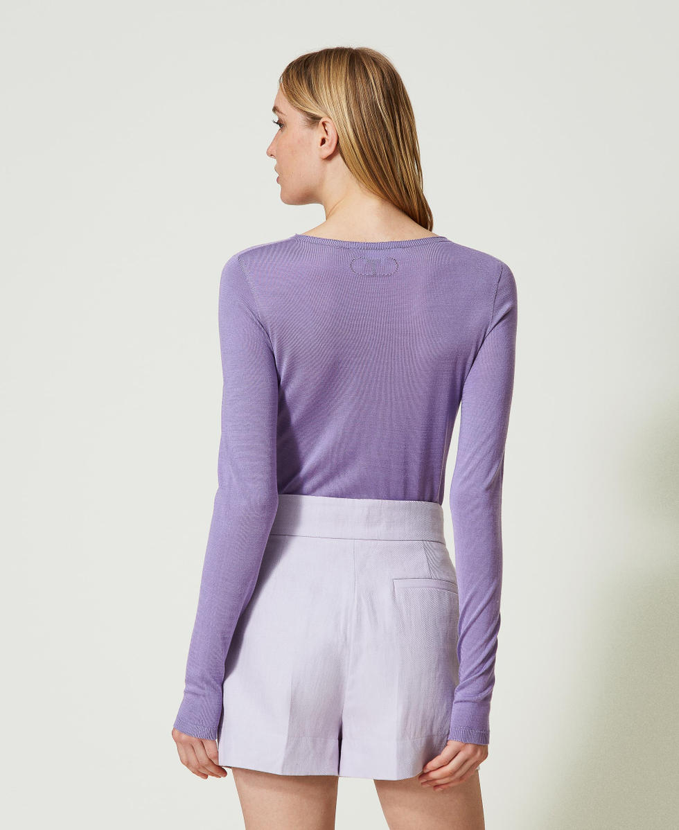 Seamless silk jumper &ldquo;Hyacinth&rdquo; Purple Woman 241TP3470_11296_04