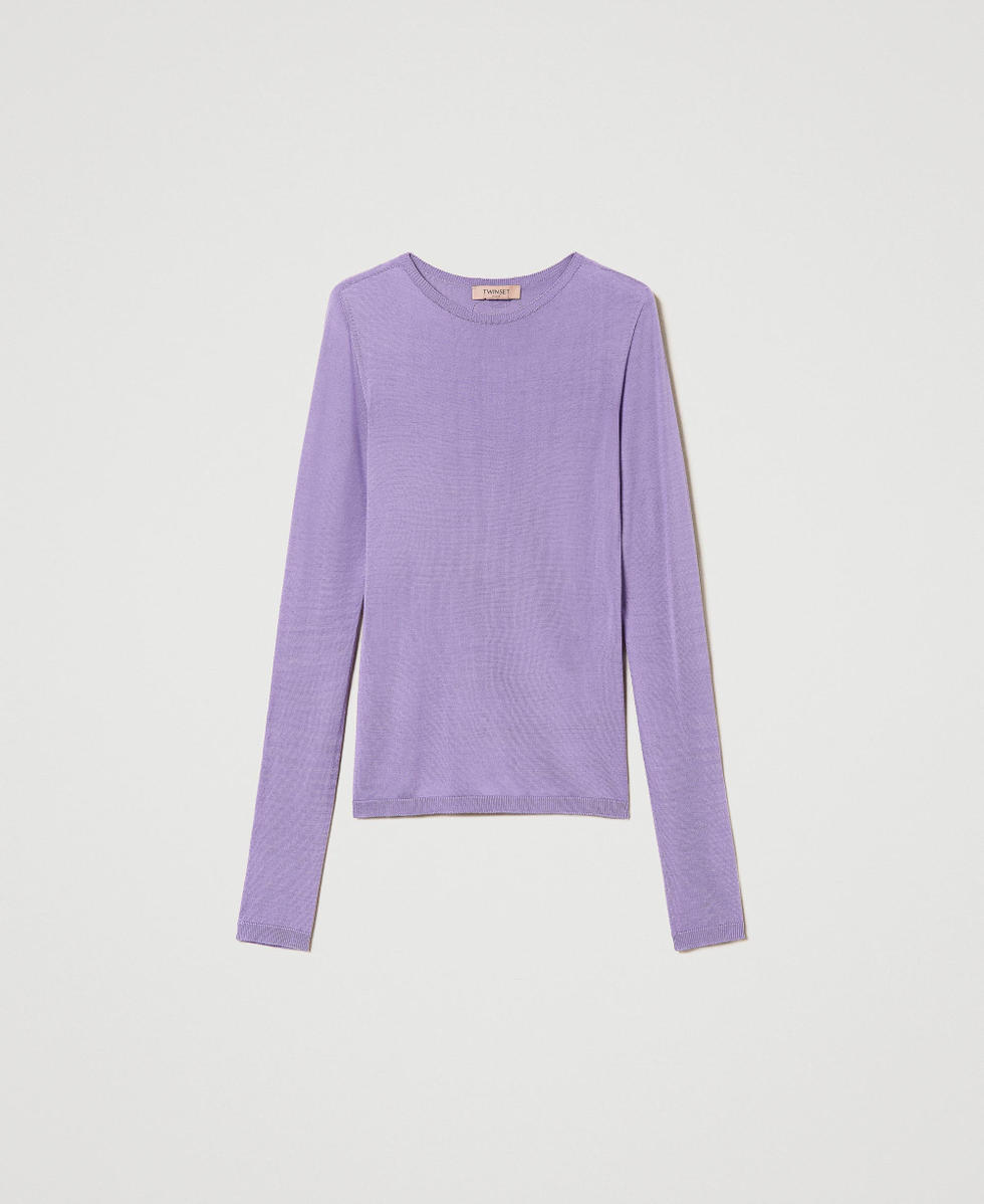 Seamless silk jumper &ldquo;Hyacinth&rdquo; Purple Woman 241TP3470_11296_S0