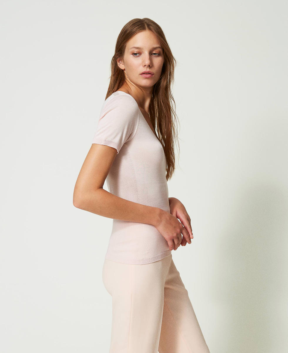 Maglia scollata seamless in seta Donna Rosa TWINSET Milano