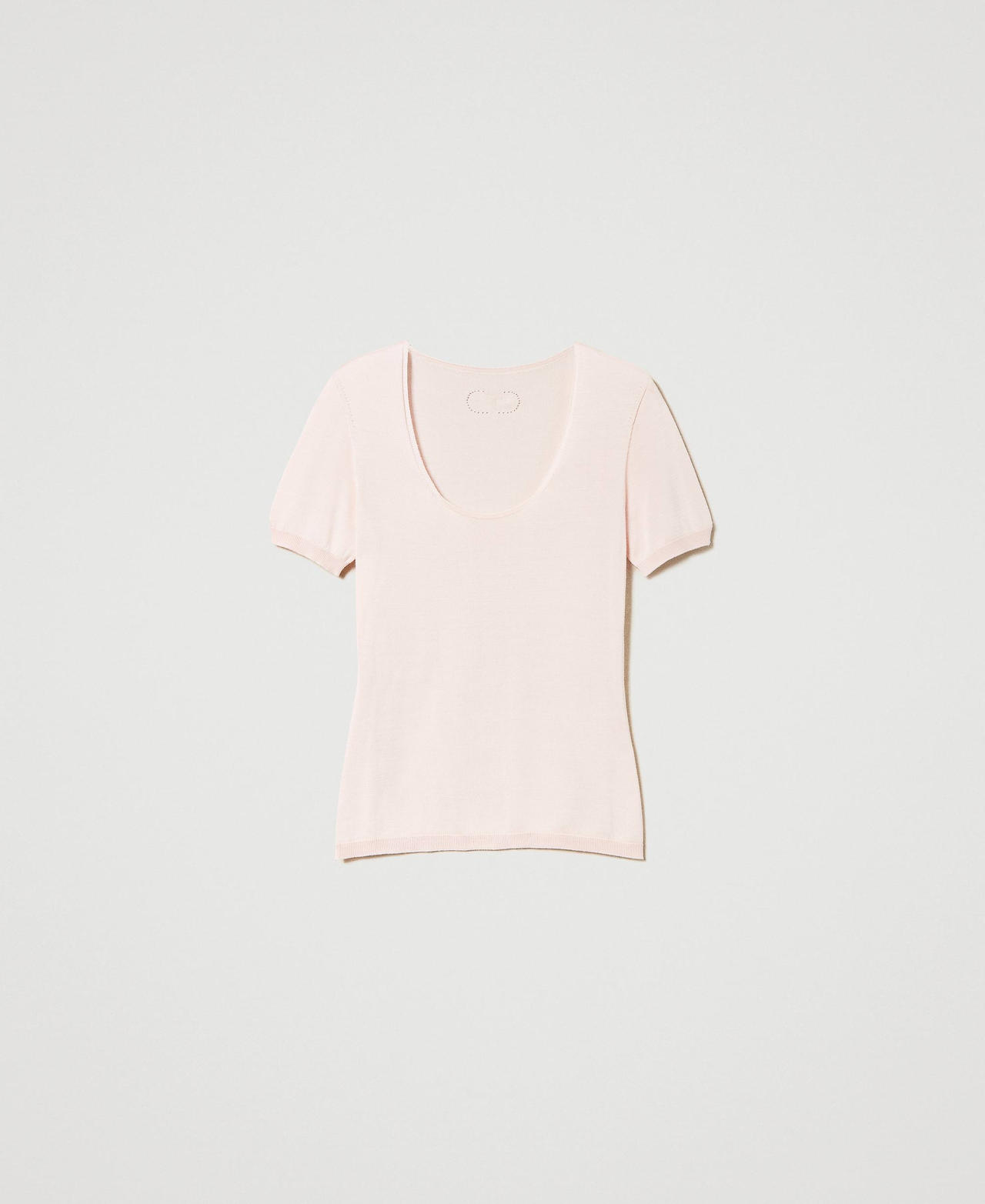 Seamless silk jumper with plunge neckline Cupcake Pink Woman 241TP3471-0S