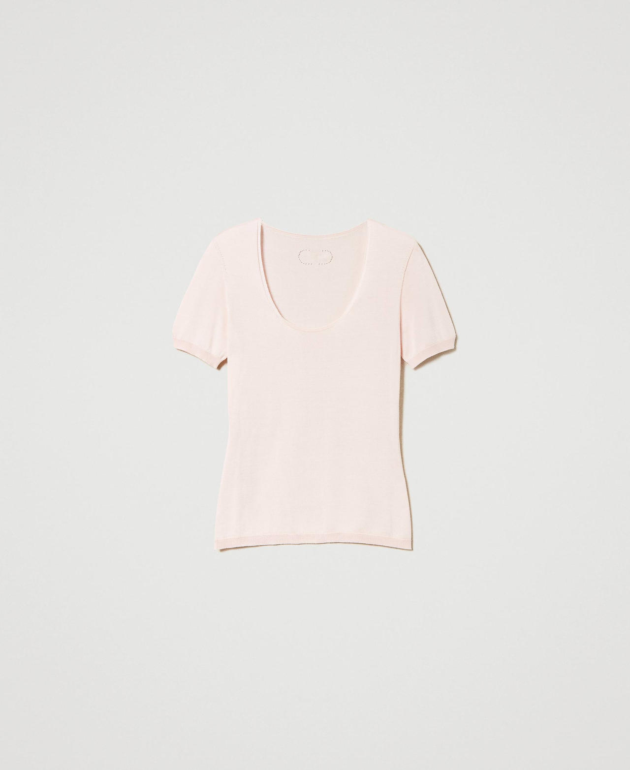 Maglia scollata seamless in seta Rosa Cupcake Donna 241TP3471_00178_0S
