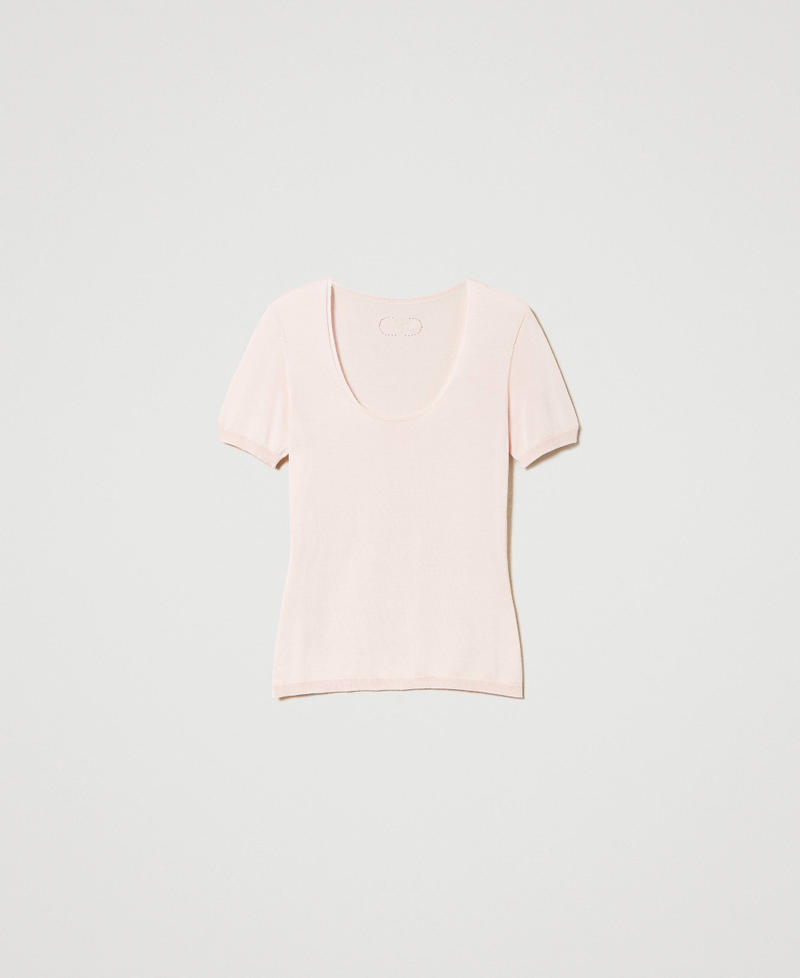 Maglia scollata seamless in seta Rosa Cupcake Donna 241TP3471_00178_0S