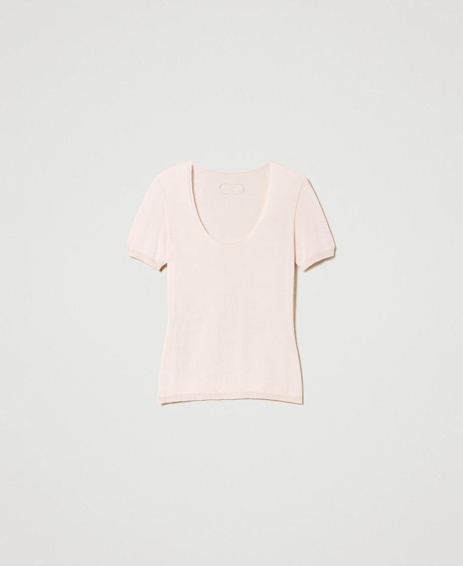 Seamless silk jumper with plunge neckline