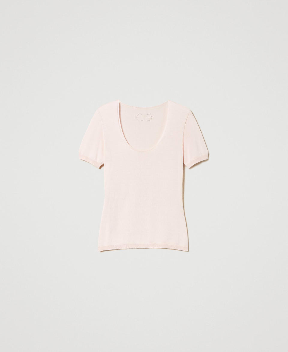 Maglia scollata seamless in seta Rosa Cupcake Donna 241TP3471_00178_0S