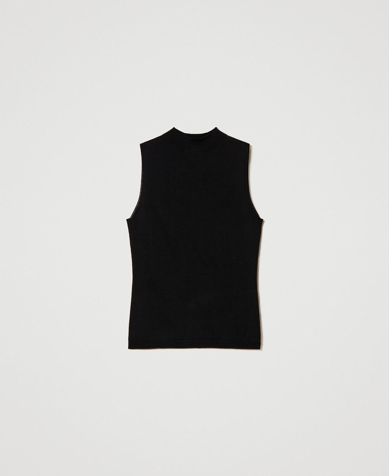 Top in maglia seamless in seta Nero Donna 241TP3472_00006_0S