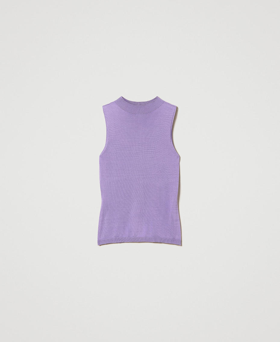 Top in maglia seamless in seta