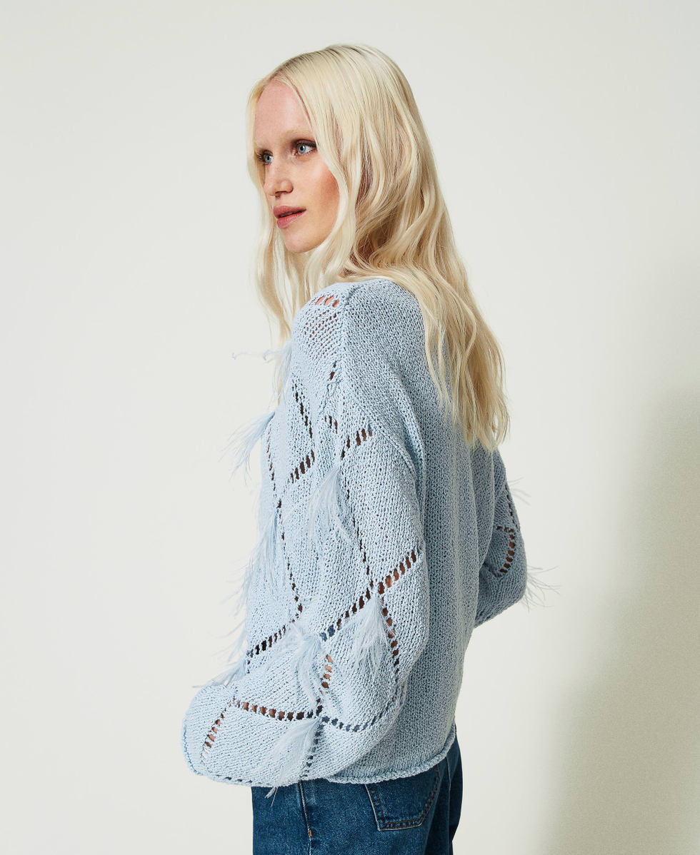 Maglietta con piume sulle spalle on sale
