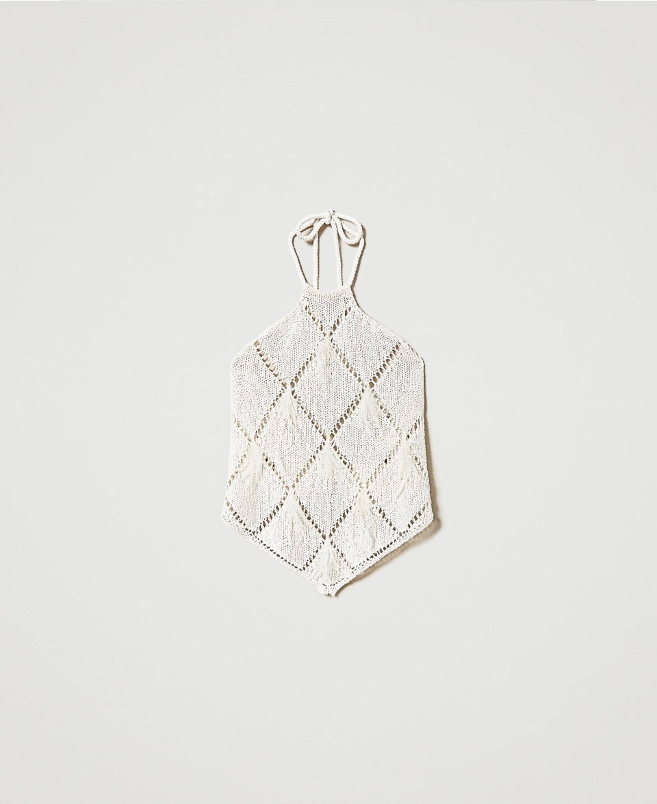 Diamond-pattern top with feathers White Snow Woman 241TP3483_00282_0S
